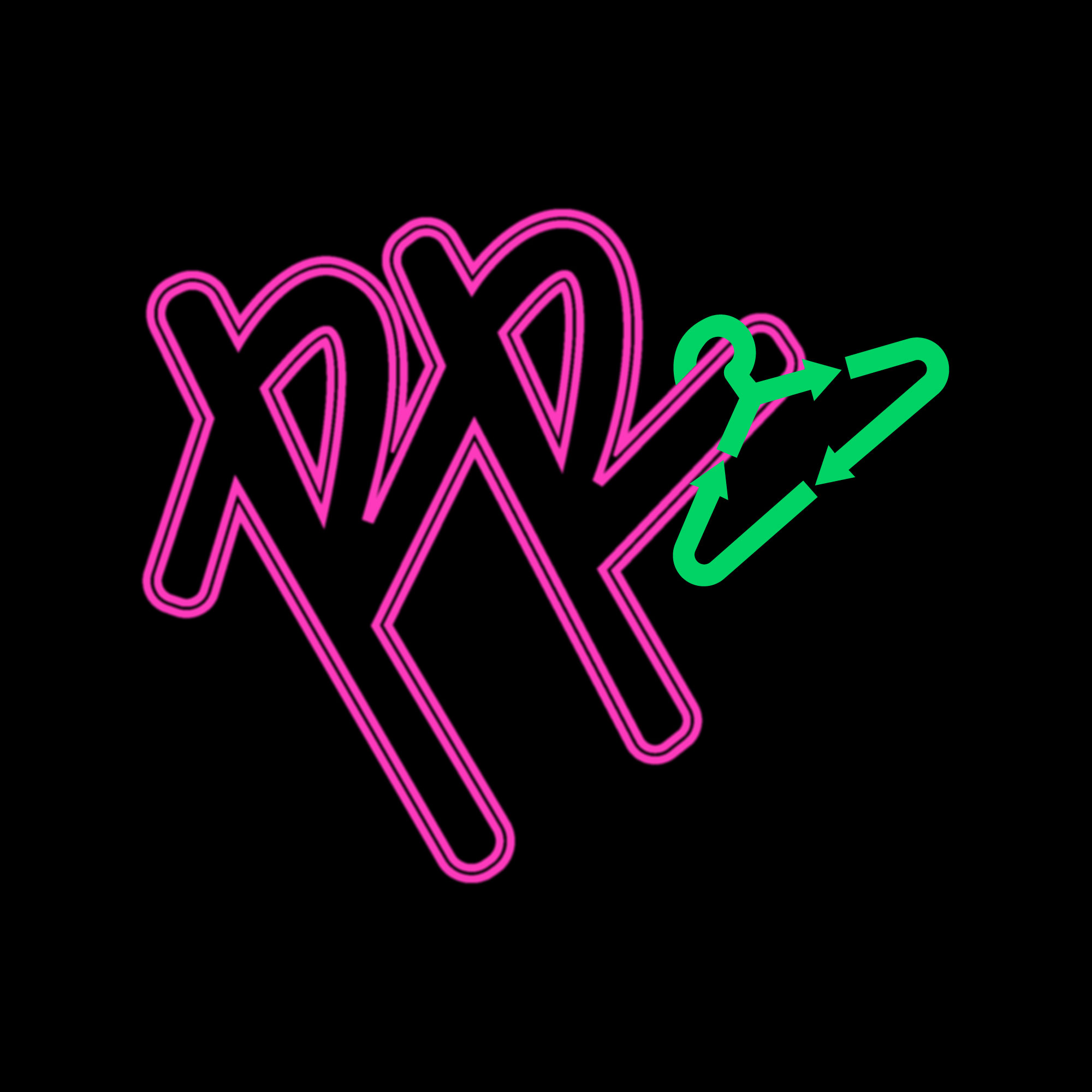 Runway Recycled hanger and recycling mark in pink and green