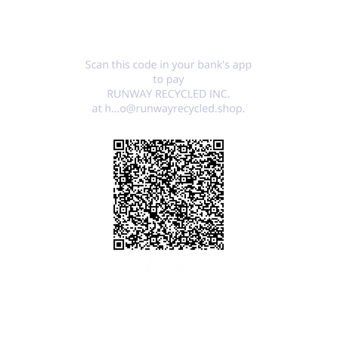 Zelle QR code for Runway Recycled